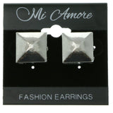 Silver-Tone Metal Stud-Earrings