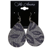 Mi Amore Glitter Lips Dangle-Earrings Silver-Tone & Gray
