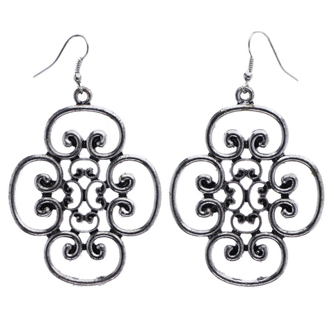 Mi Amore Antiqued Dangle-Earrings Silver-Tone