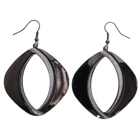 Mi Amore Glitter Dangle-Earrings Black/Silver-Tone