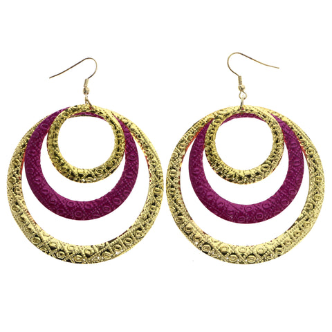 Mi Amore Textured Dangle-Earrings Gold-Tone/Pink