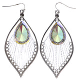 Mi Amore AB Finish String Art Dangle-Earrings Silver-Tone & Yellow
