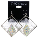 Mi Amore AB Finish String Art Dangle-Earrings Silver-Tone & Yellow