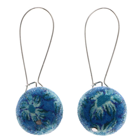 Mi Amore Flower Dangle-Earrings Blue/Silver-Tone