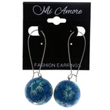 Mi Amore Flower Dangle-Earrings Blue/Silver-Tone