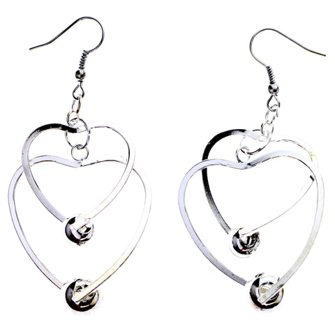 Mi Amore Heart Dangle-Earrings Silver-Tone