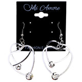Mi Amore Heart Dangle-Earrings Silver-Tone