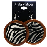 Mi Amore Fuzzy Zebra Stripe Dangle-Earrings Black & White
