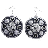 Mi Amore Heart Flower Dangle-Earrings Silver-Tone & Black