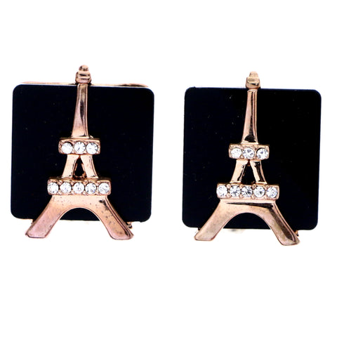 Mi Amore Eiffel Tower French Post-Earrings Black & Bronze-Tone