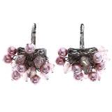 Mi Amore AB Finish Dangle-Earrings Pink/Silver-Tone