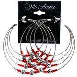 Mi Amore Dangle-Earrings Silver-Tone/Red