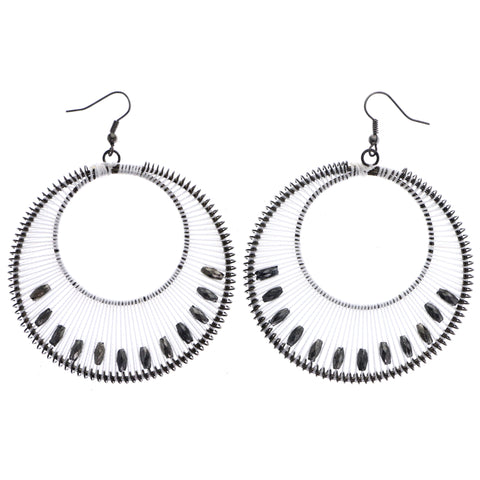 Mi Amore String Art Dangle-Earrings White/Dark-Silver