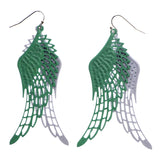 Mi Amore Angel Wings Dangle-Earrings Green/White
