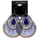 Mi Amore String Art Dangle-Earrings Blue/Gold-Tone