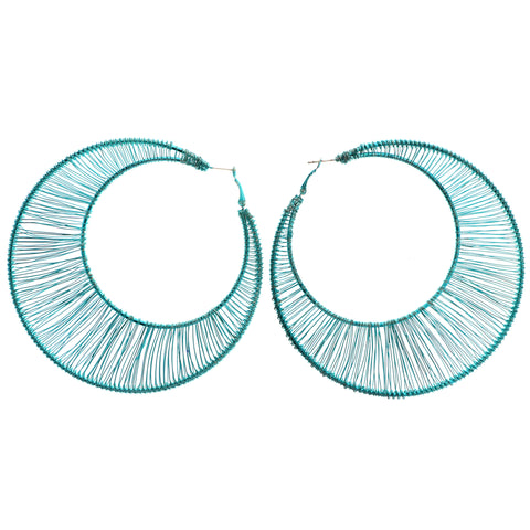 Mi Amore Wire Wrap Hoop-Earrings Blue