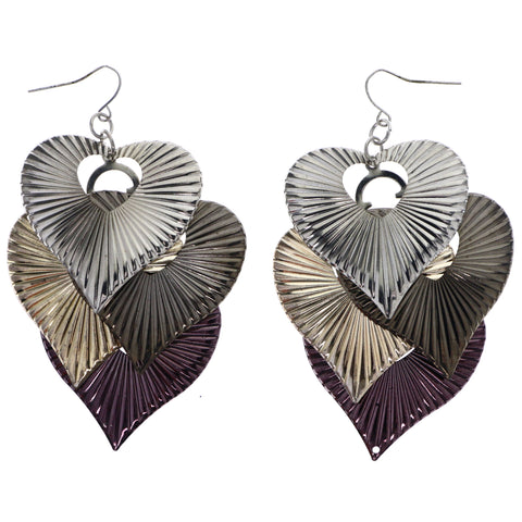 Mi Amore Heart Chandelier-Earrings Silver-Tone/Gold-Tone