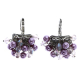 Mi Amore AB Finish Dangle-Earrings Purple/Silver-Tone