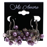 Mi Amore AB Finish Dangle-Earrings Purple/Silver-Tone
