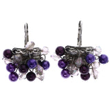 Mi Amore AB Finish Dangle-Earrings Purple/Silver-Tone