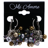 Mi Amore AB Finish Dangle-Earrings Silver-Tone/Brown
