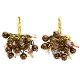 Mi Amore AB Finish Dangle-Earrings Brown/Gold-Tone