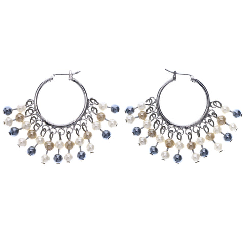 Mi Amore Hoop-Earrings Silver-Tone/White