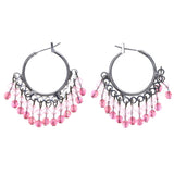 Mi Amore AB Finish Hoop-Earrings Silver-Tone/Pink