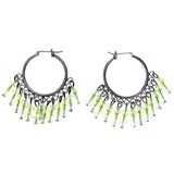 Mi Amore AB Finish Hoop-Earrings Silver-Tone/Green