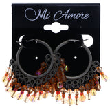 Mi Amore AB Finish Antiqued Hoop-Earrings Silver-Tone & Orange