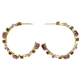 Mi Amore Flower Antiqued Dangle-Earrings Gold-Tone & Purple