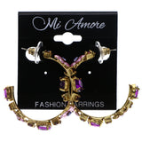 Mi Amore Flower Antiqued Dangle-Earrings Gold-Tone & Purple