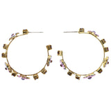 Mi Amore Flower Antiqued Dangle-Earrings Gold-Tone & Purple
