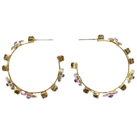 Mi Amore Flower Antiqued Dangle-Earrings Gold-Tone & Purple