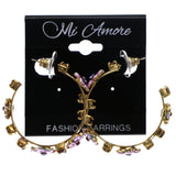 Mi Amore Flower Antiqued Dangle-Earrings Gold-Tone & Purple