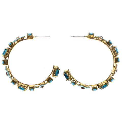 Mi Amore Flower Antiqued Dangle-Earrings Gold-Tone & Blue