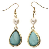 Mi Amore Antiqued Dangle-Earrings Green/White