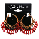 Mi Amore AB Finish Antiqued Hoop-Earrings Bronze-Tone & Red