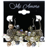 Mi Amore AB Finish Dangle-Earrings White/Brown