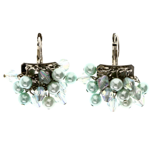 Mi Amore AB Finish Dangle-Earrings Green/Silver-Tone