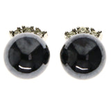 Mi Amore Post-Earrings Black/Silver-Tone