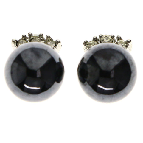 Mi Amore Post-Earrings Black/Silver-Tone