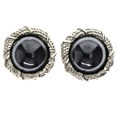 Mi Amore Post-Earrings Black/Silver-Tone