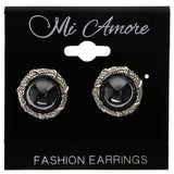 Mi Amore Post-Earrings Black/Silver-Tone