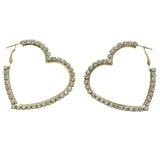 Gold-Tone Metal Heart Hoop-Earrings With Crystal Accents