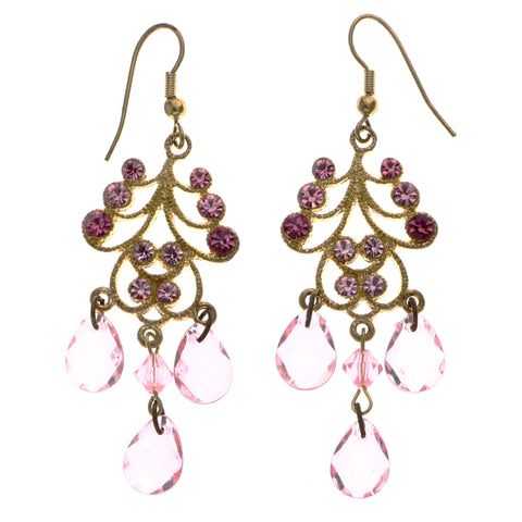 Mi Amore Dangle-Earrings Pink/Gold-Tone