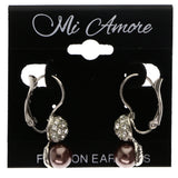 Mi Amore Dangle-Earrings Silver-Tone/Brown