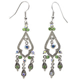 Mi Amore AB Finish Dangle-Earrings Silver-Tone/Green