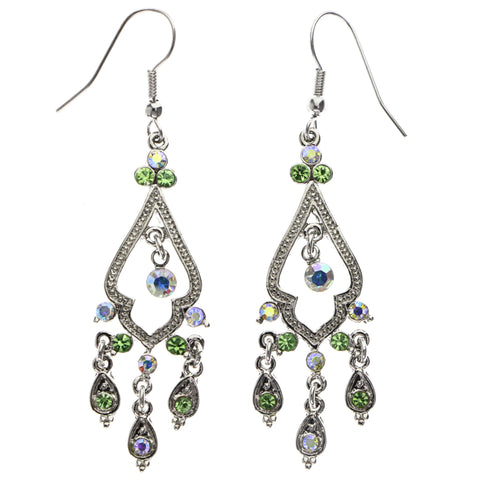 Mi Amore AB Finish Dangle-Earrings Silver-Tone/Green
