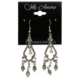 Mi Amore AB Finish Dangle-Earrings Silver-Tone/Green